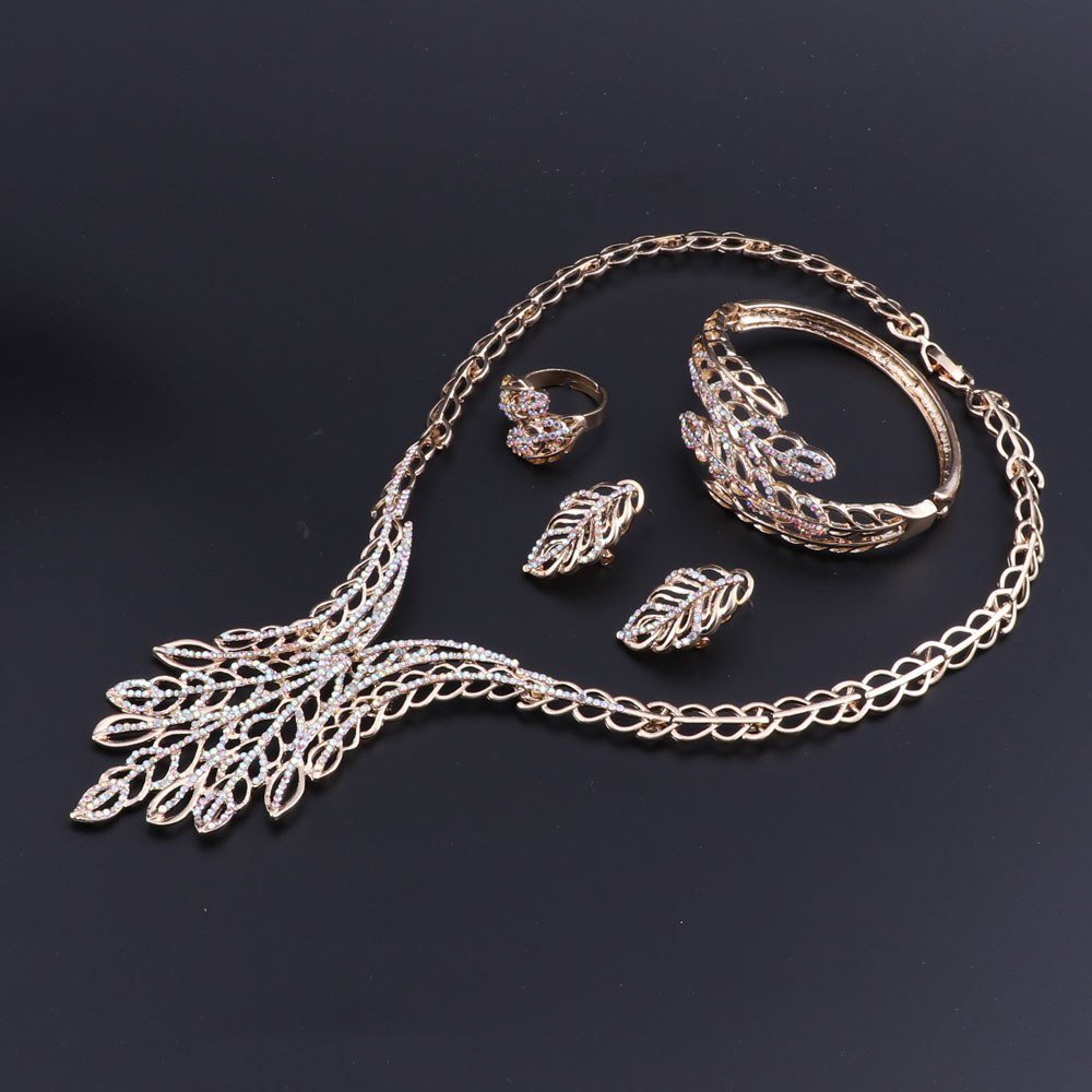 Fashion African Beads Necklace Earrings Set Trendy Wedding Dubai Jewelry Sets FoDubai Bridal Jewelry Set