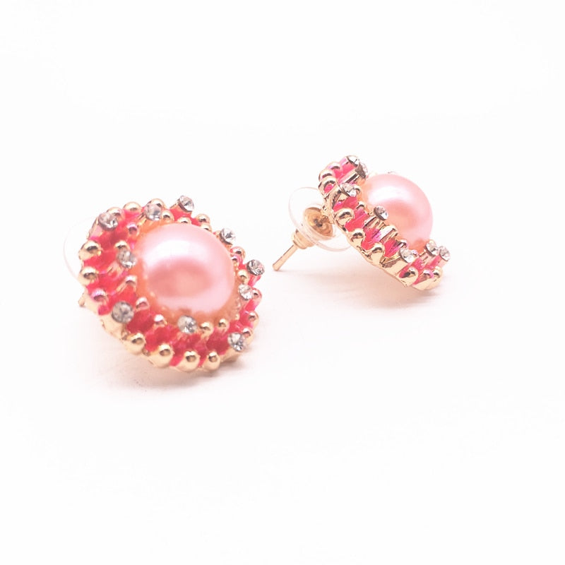Fashion Alloy Earrings For Women Vintage Round type Earings Pearl For Girl Jewelry Making