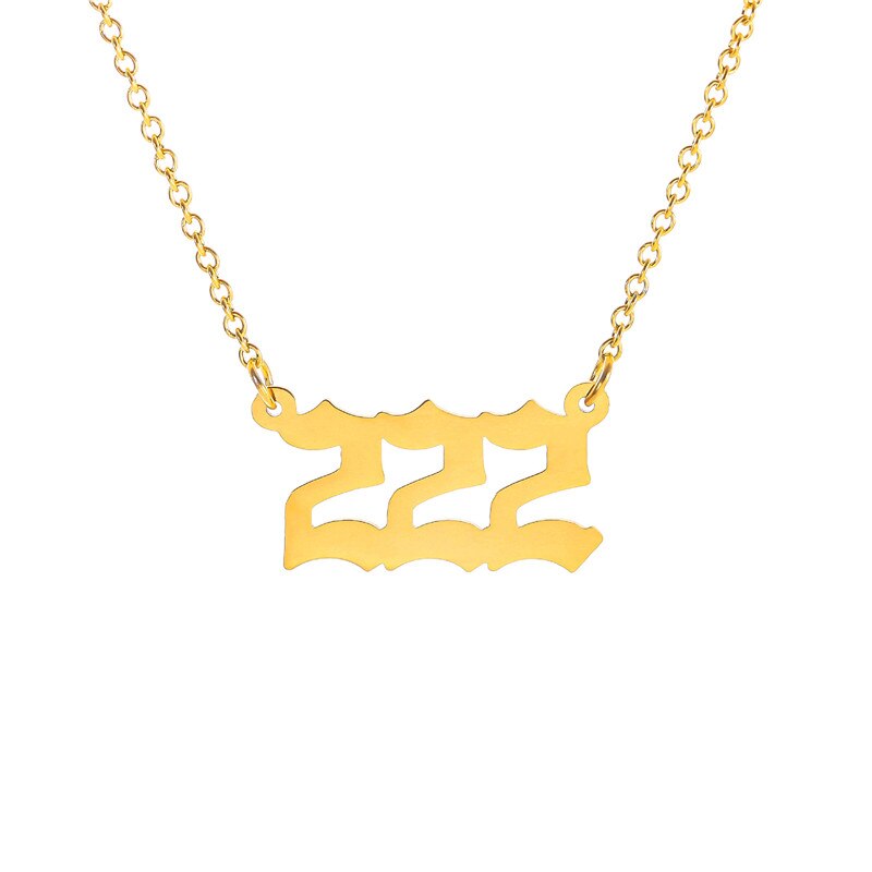 Angel Number Gold Necklace Simple Design 111 222 333 444 555 666 777 888 999 Pendant Choker Necklace for Women Jewelry