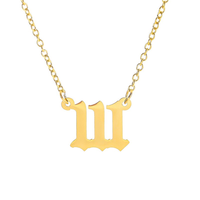 Angel Number Gold Necklace Simple Design 111 222 333 444 555 666 777 888 999 Pendant Choker Necklace for Women Jewelry