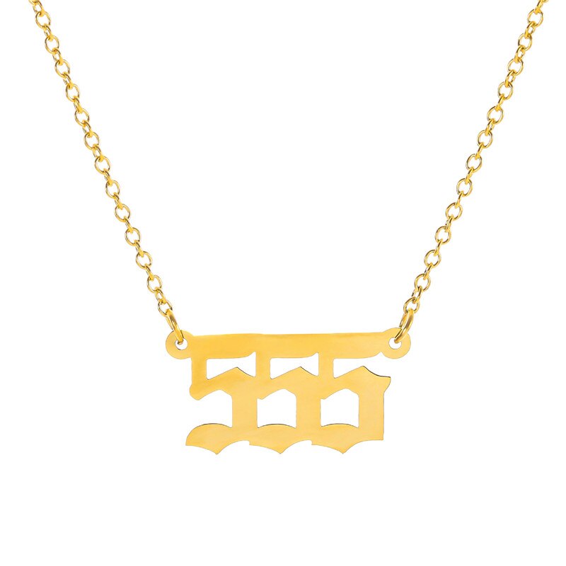 Angel Number Gold Necklace Simple Design 111 222 333 444 555 666 777 888 999 Pendant Choker Necklace for Women Jewelry