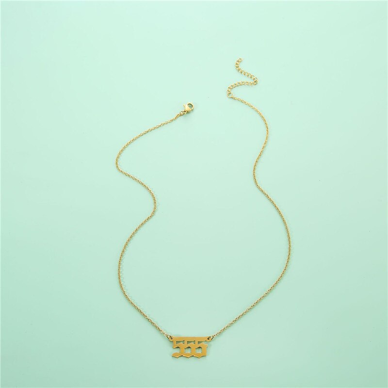 Angel Number Gold Necklace Simple Design 111 222 333 444 555 666 777 888 999 Pendant Choker Necklace for Women Jewelry