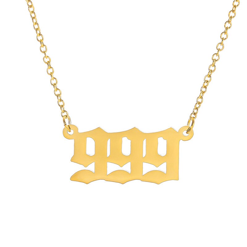 Angel Number Gold Necklace Simple Design 111 222 333 444 555 666 777 888 999 Pendant Choker Necklace for Women Jewelry