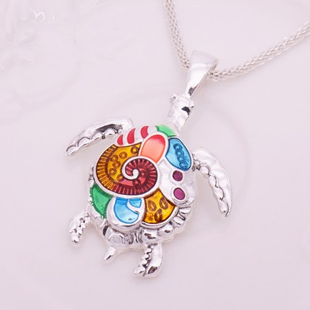 Fashion Animal Turtle Necklace & Pendants Bright Colors Enamel Tortoise Multi Necklace Women Sea Jewelry Anime Christmas Gifts