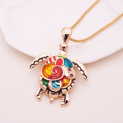Fashion Animal Turtle Necklace & Pendants Bright Colors Enamel Tortoise Multi Necklace Women Sea Jewelry Anime Christmas Gifts
