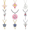 Anime Pentagram Moon Necklace Cartoon Crystal Angel Wings Key Pendant Choker Student Cosplay Daily Jewelry