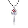 Anime Pentagram Moon Necklace Cartoon Crystal Angel Wings Key Pendant Choker Student Cosplay Daily Jewelry