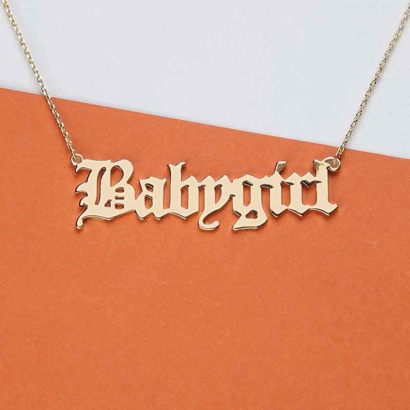 Baby Girls Necklace Babygirl English Necklace Letter Pendants Stainless Steel Mom Lovers Girlfriend Jewelry