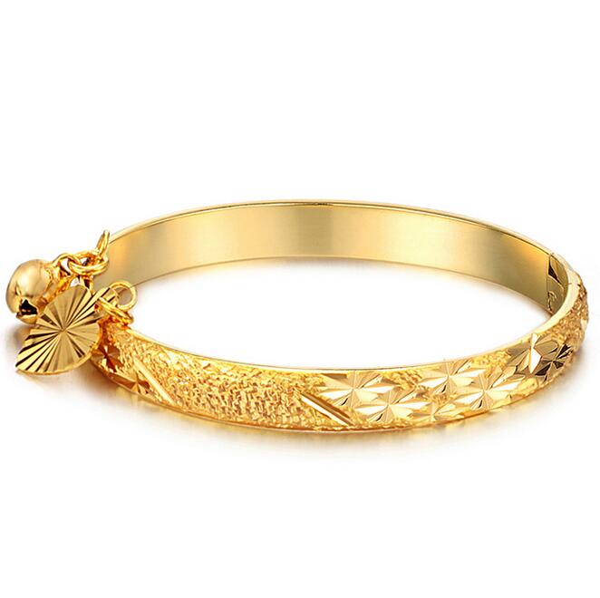 Fashion Baby Kids Lucky Charm Jewelry peach heart little baby Girl Gold Color bracelets bangles for children boys