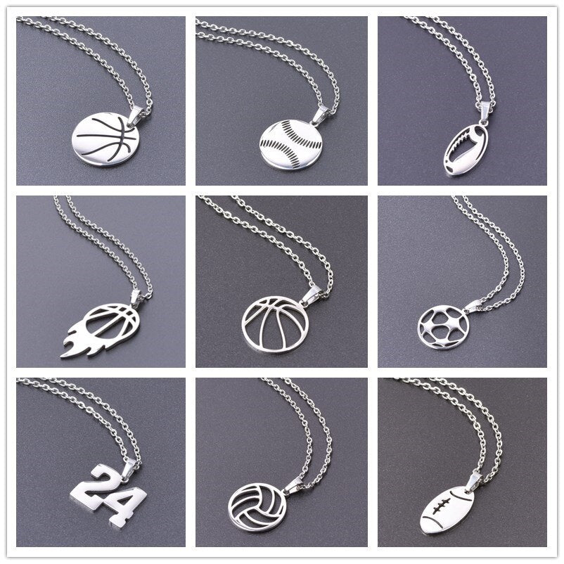 Ball Necklace For Women Men Basketball Tennis Charm Pendants Chain Around The Neck Football Necklace 2021 Jewelry Choker