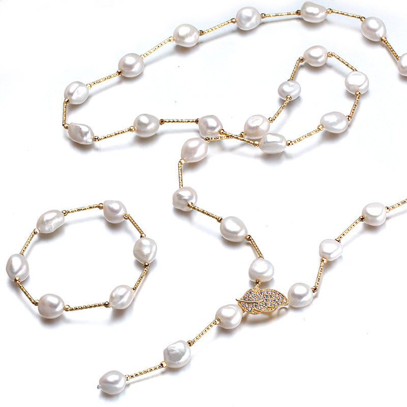 Fashion Baroque Pearl Jewelry Sets 9-10mm Multicolor Pearls necklace bracelet sets Bridal Jewelry sets birthd gift