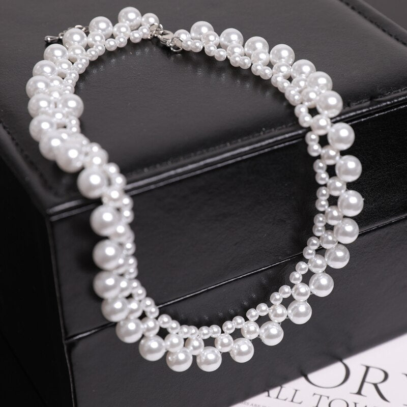 Baroque Vintage Pearl Necklaces For Women Trendy Niche Clavicle Chain Bohemian Collar Statement Simple Prom Accessories