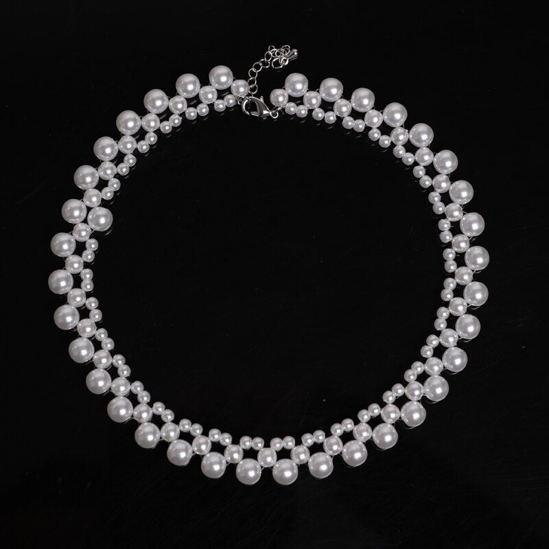 Baroque Vintage Pearl Necklaces For Women Trendy Niche Clavicle Chain Bohemian Collar Statement Simple Prom Accessories