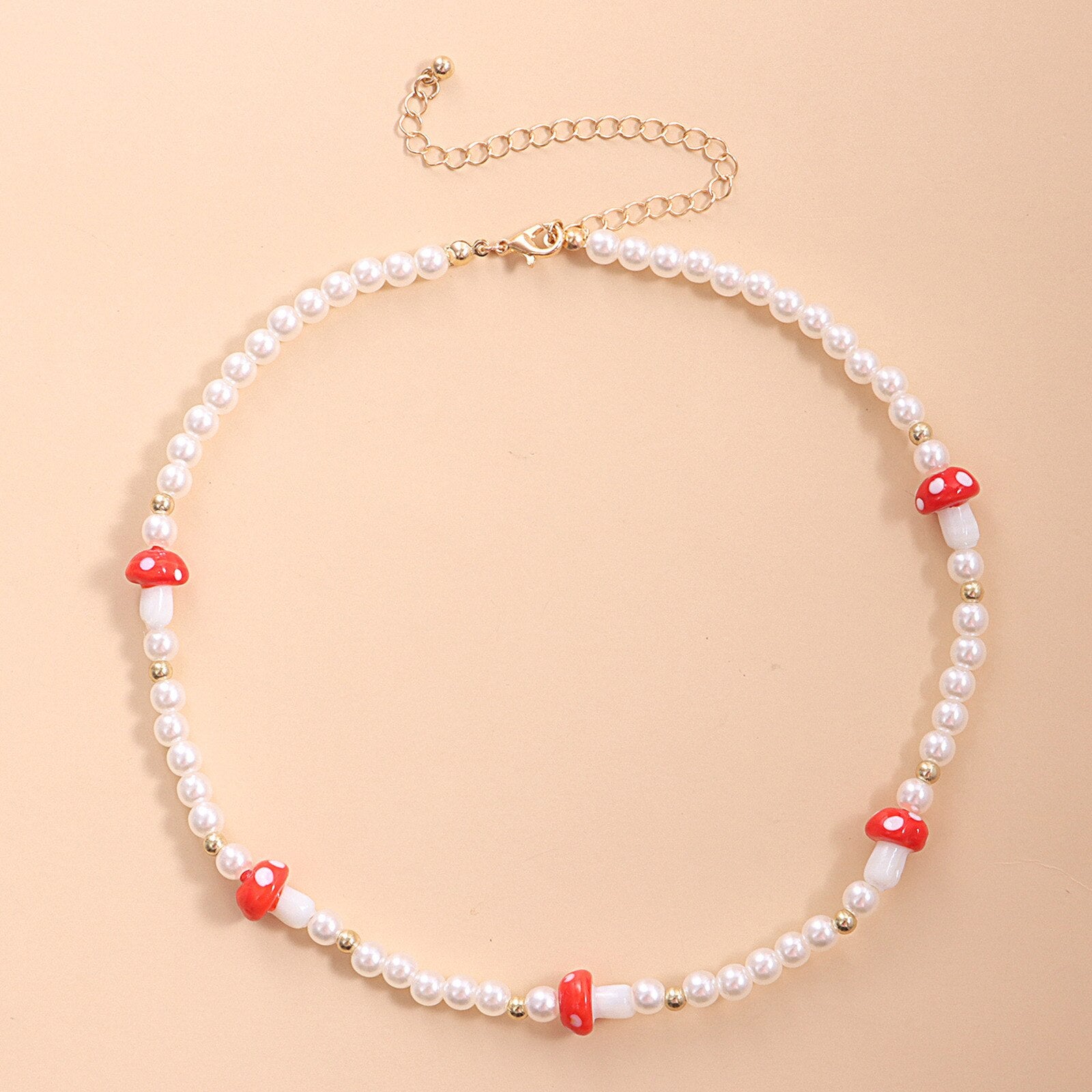 Beaded Necklace For Women on the neck Accessories Mushroom Imitation Pearl Neckalce Jewelry 40cm(15 6/8