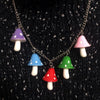 Beads Chain Cartoon Resin Mushroom Pendant Necklace for Women Men Colorful Cute Necklaces Jewelry Valentine's Day Gift
