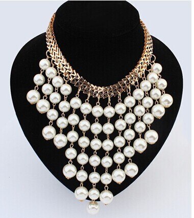 Beads Gold Chocker Collar Necklace For Women Wedding Accessories Simulated Pearl Necklaces Statement Jewelry Decoration