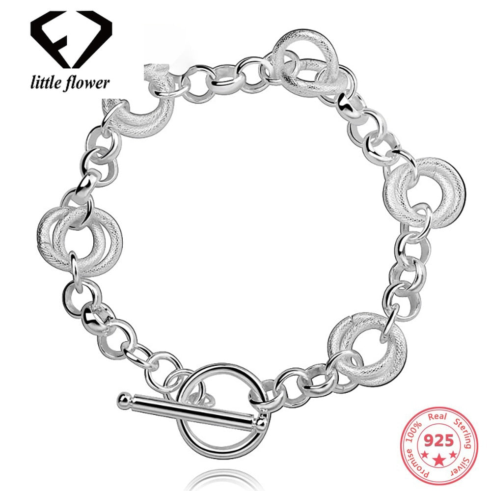 Fashion Beautiful 925 Sterling Silver Bracelet for Women Silver Color Fine Jewelry Geometric Type Hand Ornaments Halloween Style