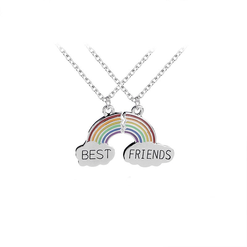 2 Piece Set Fashion Best Friend Couple Pendant Necklace Broken