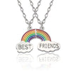 Friends Honey Love Couple Pendant Necklace2 Pcs/ Set  Rainbow Broken Heart Choker Gift Friendship Jewelry