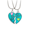 Friends Honey Love Couple Pendant Necklace2 Pcs/ Set  Rainbow Broken Heart Choker Gift Friendship Jewelry