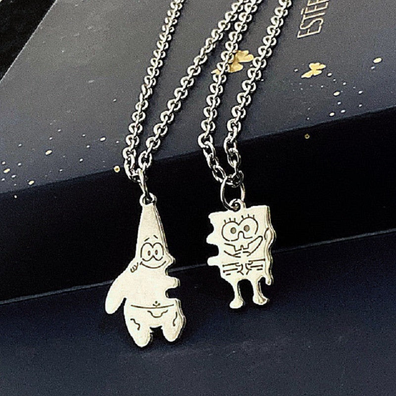 Friends Love Couple Pendant Necklace 2 Pcs/ Set Cartoon Character Necklace Good Friends Friendship Jewelry Gift