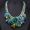 Fashion Big Arylic Flower Pendant Crystal Chunky Choker Bib Statement Necklace for Women Party Luxury Jewelry