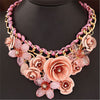Fashion Big Arylic Flower Pendant Crystal Chunky Choker Bib Statement Necklace for Women Party Luxury Jewelry