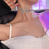 Big Butterfly Necklace Rhinestone Clavicle Chain for Women Bling Vintage Choker French Romantic Style Party Jewelry