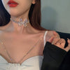 Big Butterfly Necklace Rhinestone Clavicle Chain for Women Bling Vintage Choker French Romantic Style Party Jewelry