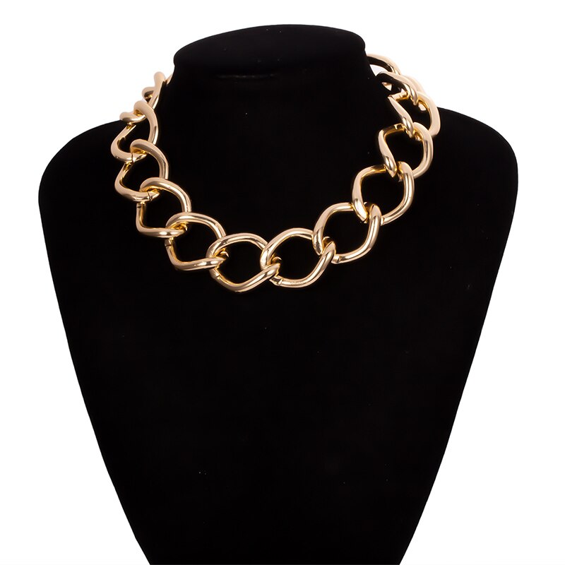 Big Chain Choker Necklace Women Punk Statement Necklace Gold Color Metal Short Chain Necklace Hiphop Jewelry