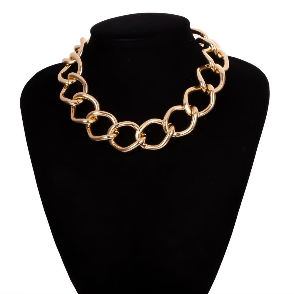 Big Chain Choker Necklace Women Punk Statement Necklace Gold Color Metal Short Chain Necklace Hiphop Jewelry