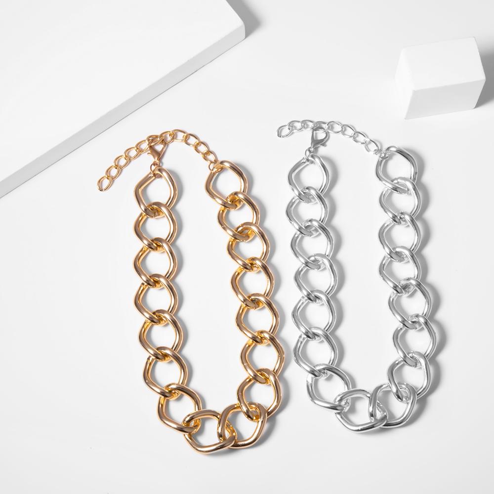 Big Chain Choker Necklace Women Punk Statement Necklace Gold Color Metal Short Chain Necklace Hiphop Jewelry