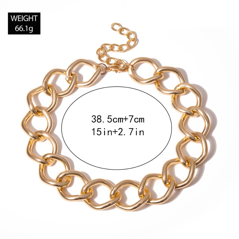 Big Chain Choker Necklace Women Punk Statement Necklace Gold Color Metal Short Chain Necklace Hiphop Jewelry