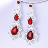 Fashion Big long Blue crystal drop earrings for women vintage flower silver Color bride Earrings wedding Jewelry accessories