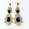 Fashion Big long Blue crystal drop earrings for women vintage flower silver Color bride Earrings wedding Jewelry accessories