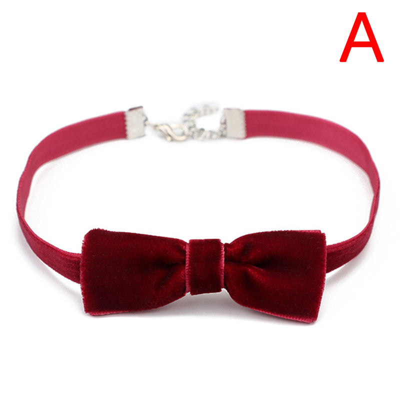 Fashion Black Red Velvet Bow Tie Bell Choker Necklace Ribbon Bells Pendant Chokers Necklaces Women Girl Modern Sexy Jewelry