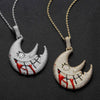 Blood Moon Charm Pendant Necklace Cubic Zircon Hip Hop Necklace For Men Big 14 Jewelry