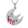 Blood Moon Charm Pendant Necklace Cubic Zircon Hip Hop Necklace For Men Big 14 Jewelry