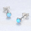 Fashion Blue Fire Opal Stud Earrings For Women Bridal 925 Sterling Silver Wedding Party Small round Earrings Brinco simple Ear