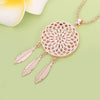 Bohemian Ethnic Feather Style Dreamcatcher Necklace For Women Silverly Rose Gold Mandala Lotus Sweater Necklace Jewelry