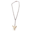 Bohemian Mini Grey crystal Rosary Chain Cute Horn OX Charm Women Ethnic Choker Simple Lady Necklace