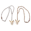 Bohemian Mini Grey crystal Rosary Chain Cute Horn OX Charm Women Ethnic Choker Simple Lady Necklace