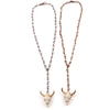 Bohemian Mini Grey crystal Rosary Chain Cute Horn OX Charm Women Ethnic Choker Simple Lady Necklace