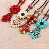 Bohemian Style Beads Necklace Women Turquoise Stone Necklace Jewelry Thai Turquoise Flower Woven Long Necklace XL005-23