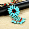 Bohemian Style Beads Necklace Women Turquoise Stone Necklace Jewelry Thai Turquoise Flower Woven Long Necklace XL005-23