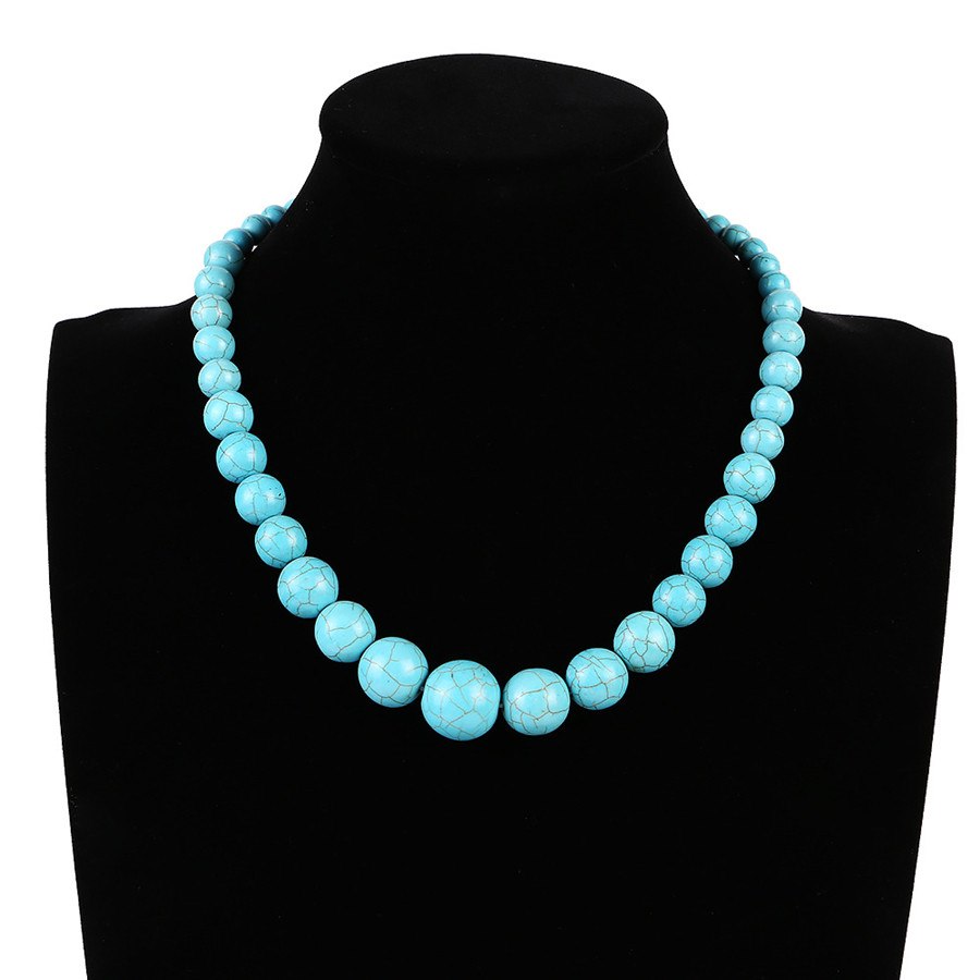Fashion Bohemian Tribal Artisan Strand Jewelry Turquoises Blue Stone Women beads Necklace