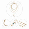 Boho Long Charm Necklace Women Gold Multilayer Sequins  Evil Eye stone Moon Pendant Collarbone Necklace Female Jewelry
