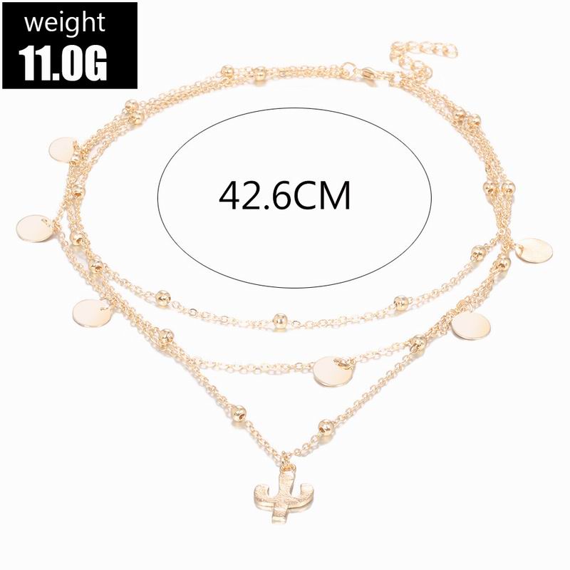 Boho Necklaces Pendant Vintage Charm Necklace Cactus Geometry Hanging Pendant Multilayer Collarbone Chain Jewlery Gift