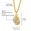 Boxing Gloves Pendant Necklace 24&quot;Long Chain Gold Color Iced Cubic Zircon Alloy Necklace Pendant For Unisex Hip Hop Gift