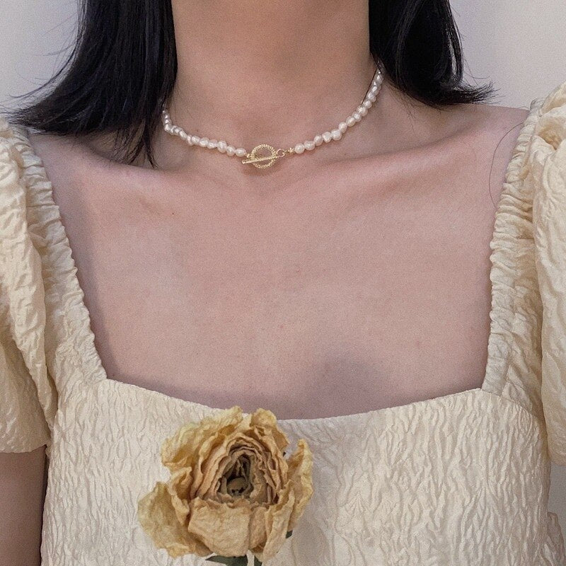 Bracelet Double-Layer Baroque Freshwater Pearl Retro Ins Port Style Ladies Necklace Dual-Use Ladies Gift